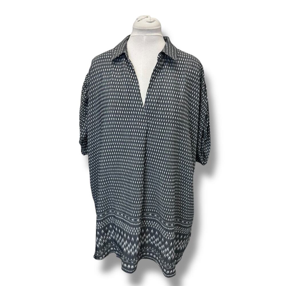 Kim Rogers Curvy Women’s Short Sleeve V Neck Tunic Top, Gray, size 1X